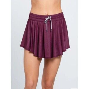 NWTs Lucky In Love Pleated Tennis Skort Skirt Maroon Shimmer Pickleball Golf XL